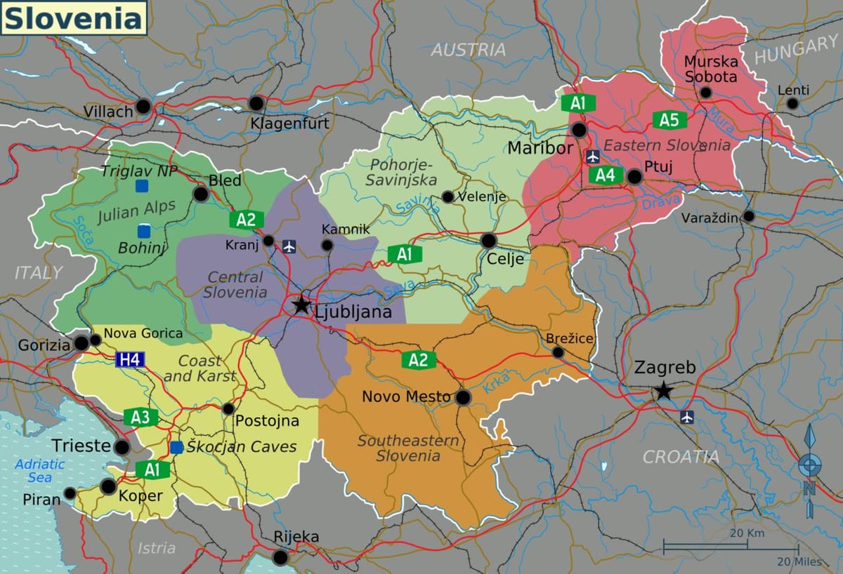 Славенія славутасці карта
