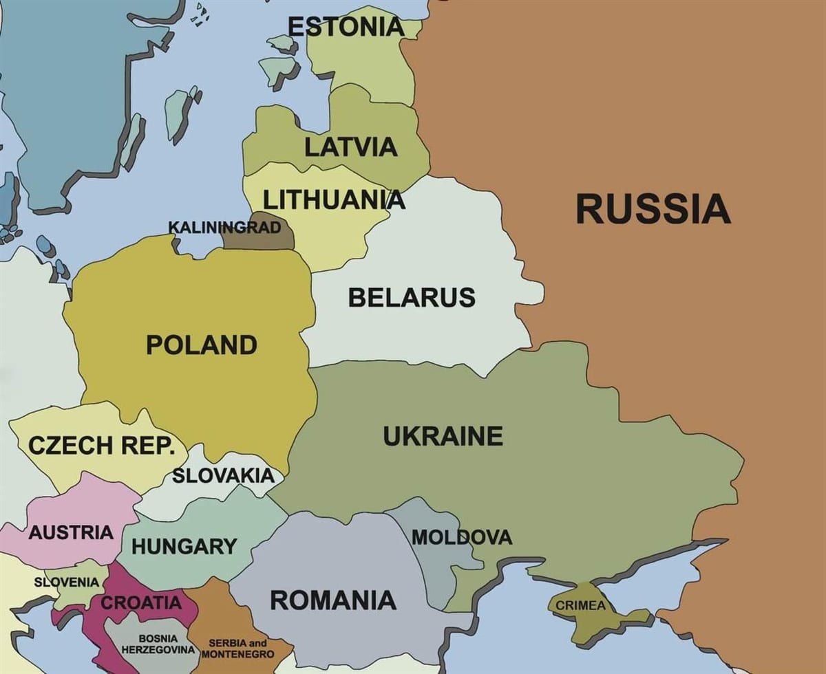 Карта Славеніі і суседніх краін