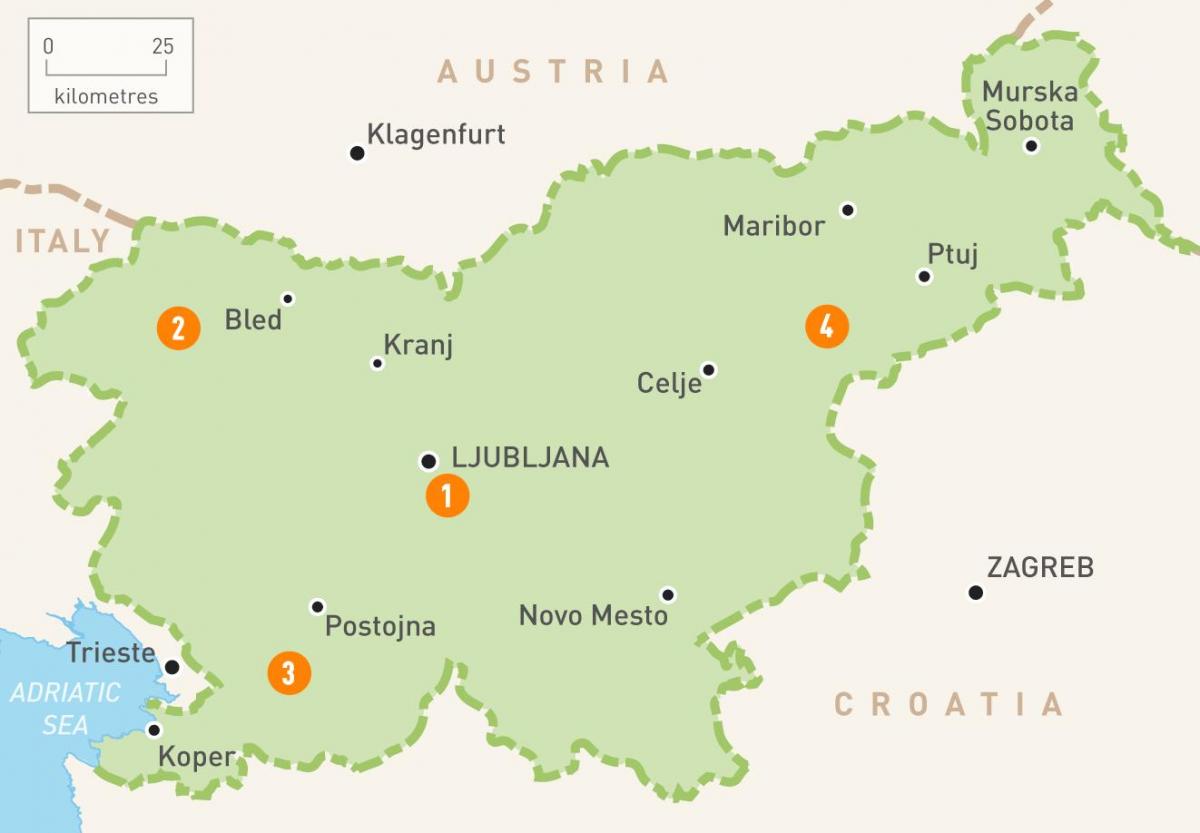 Карта рэгіёнаў Славеніі