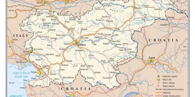 Карта Славеніі аэрапортаў