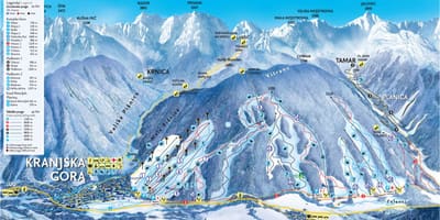 Карта Славенія гарналыжныя курорты