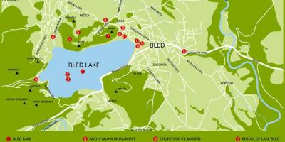 Карта паказвае Славенія возера Блед